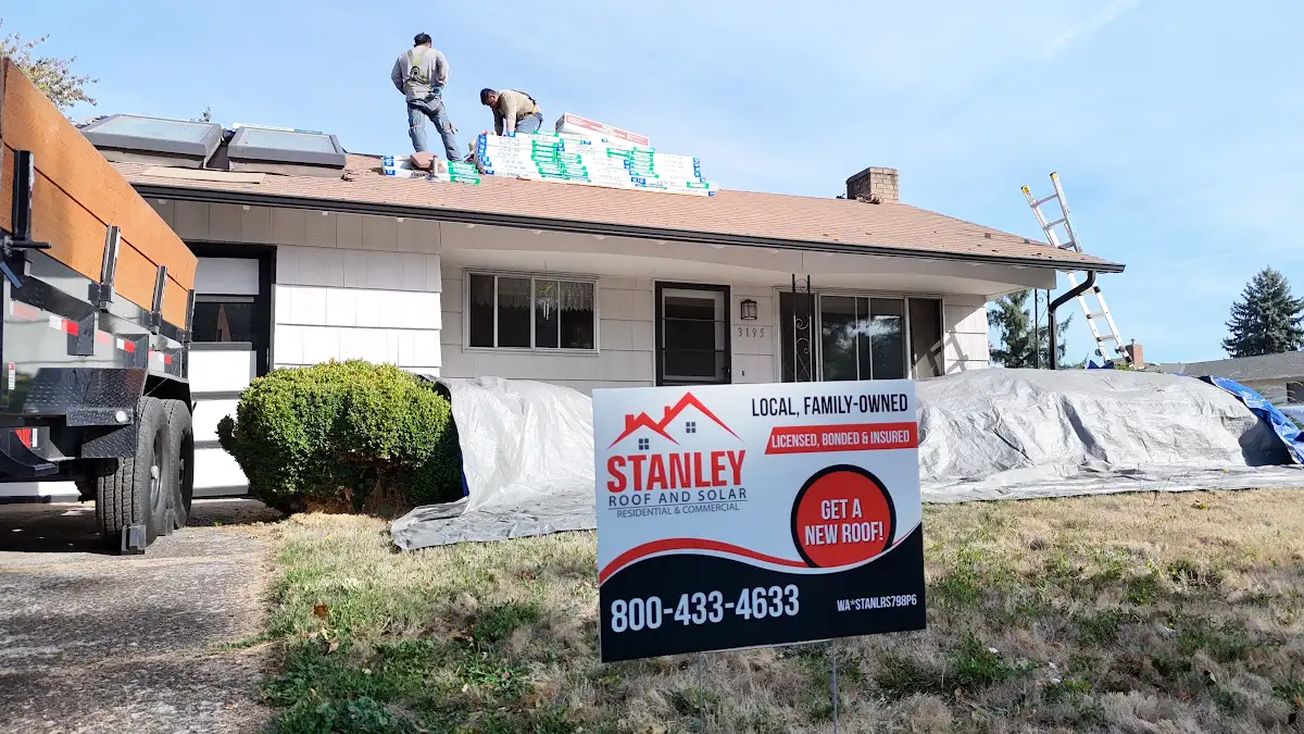 Stanley Roof and Solar crew starting a roof replacement on a home in Aldercrest, Milwaukie, OR