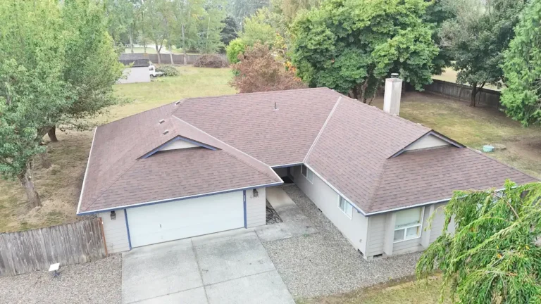 Finished Malarkey Vista AR roof in Antique Brown on a home in Green Arbor Village, La Center, WA