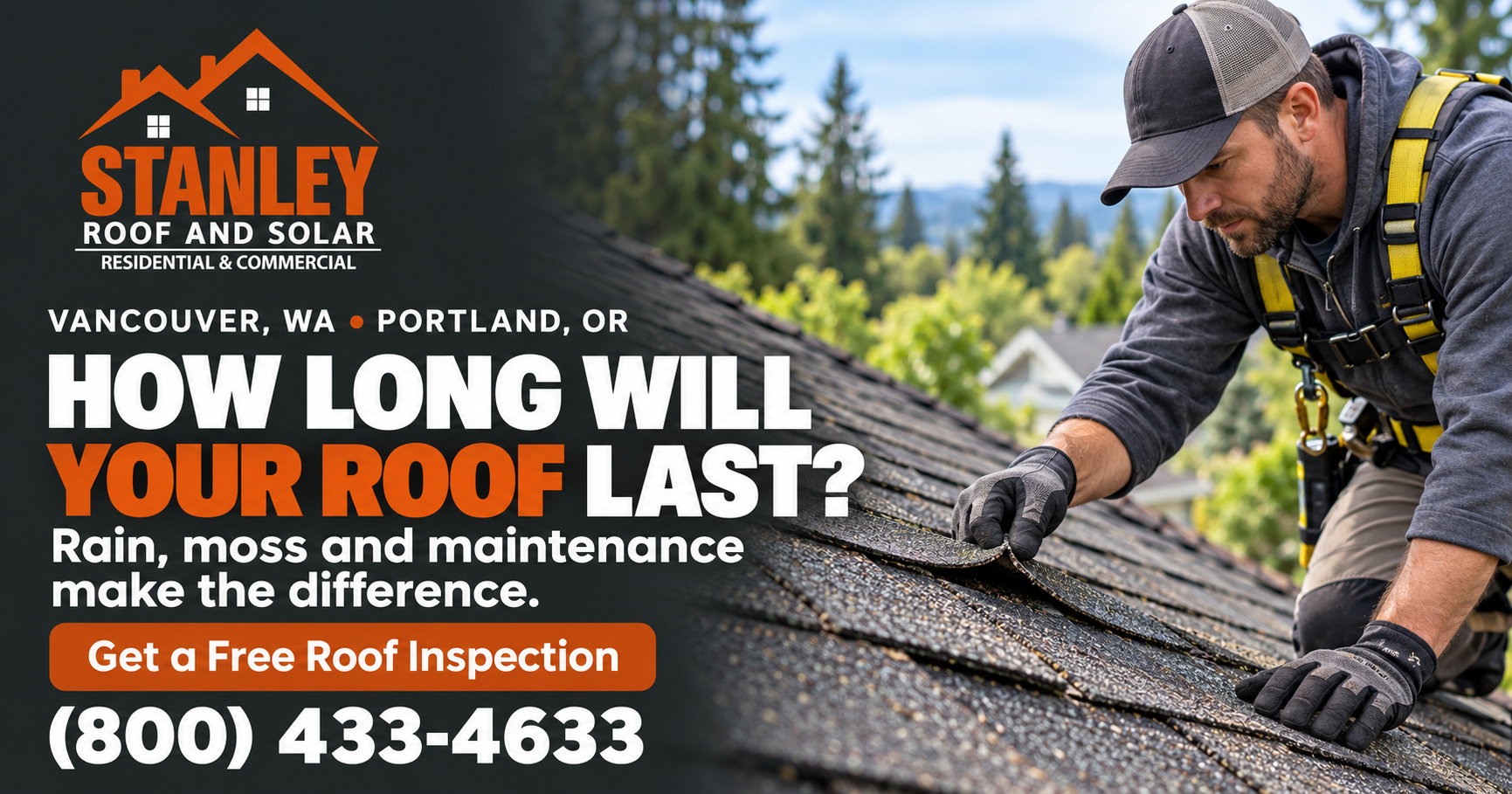 Architectural asphalt shingle roof on a home in the Portland-Vancouver metro